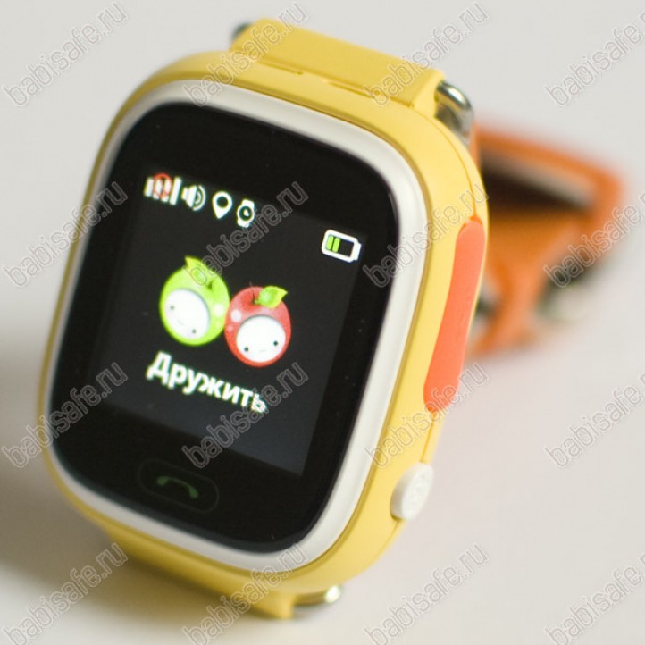 Детские часы телефон с gps трекером GW100 Smart baby watch Q80, цвет желтые
